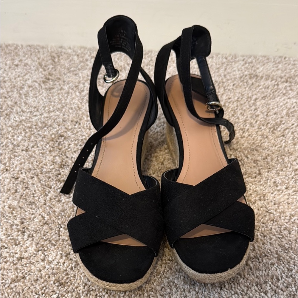 Black Wedge Sandals - Picture 2 of 5